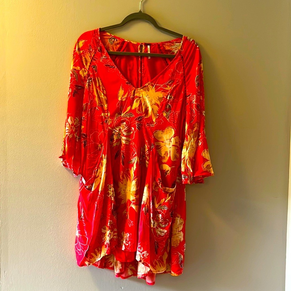 Free People red/orange Boho Dress (Size 4)
